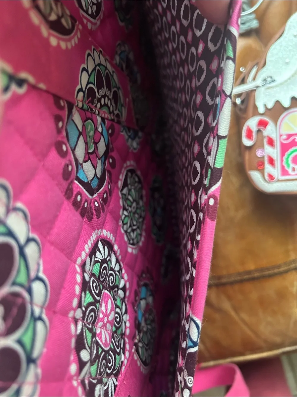 Vera Bradley Hot Pink Quilted Floral Laptop Tote VGUC